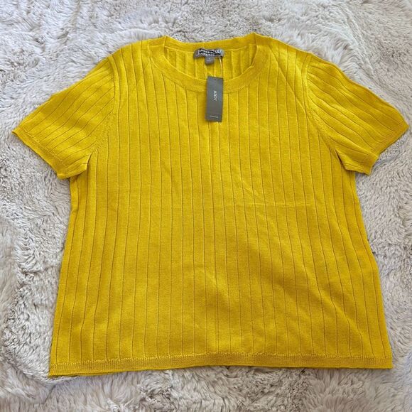 J. Crew Silk-Blend Cropped T-shirt in Yellow Size M - Picture 4 of 10